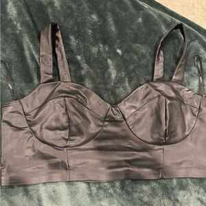 Eloquii Black Faux Leather Bra Top